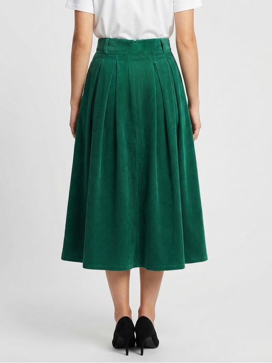 Green Midi Corduroy Skirt - Picture 2 of 9